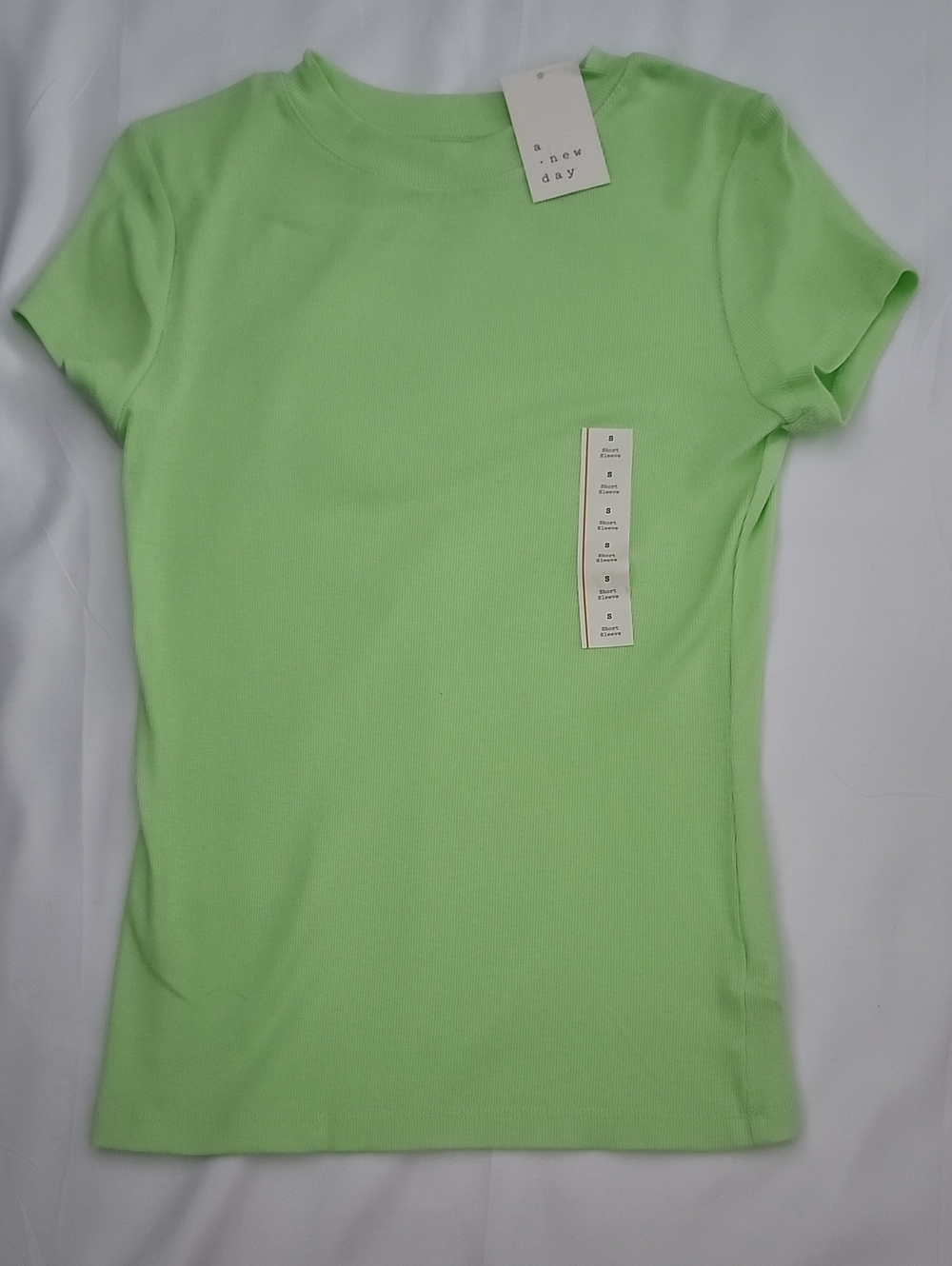 A New Day Short Sleeve Crewneck Tee in Lime Green